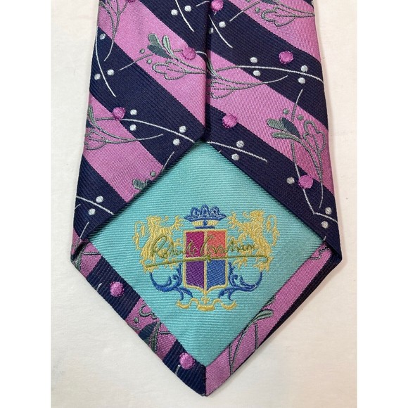 Robert Graham Mens Embroidery Striped 100% Silk Tie - Knowledge-Wisdom-Truth - Picture 4 of 5